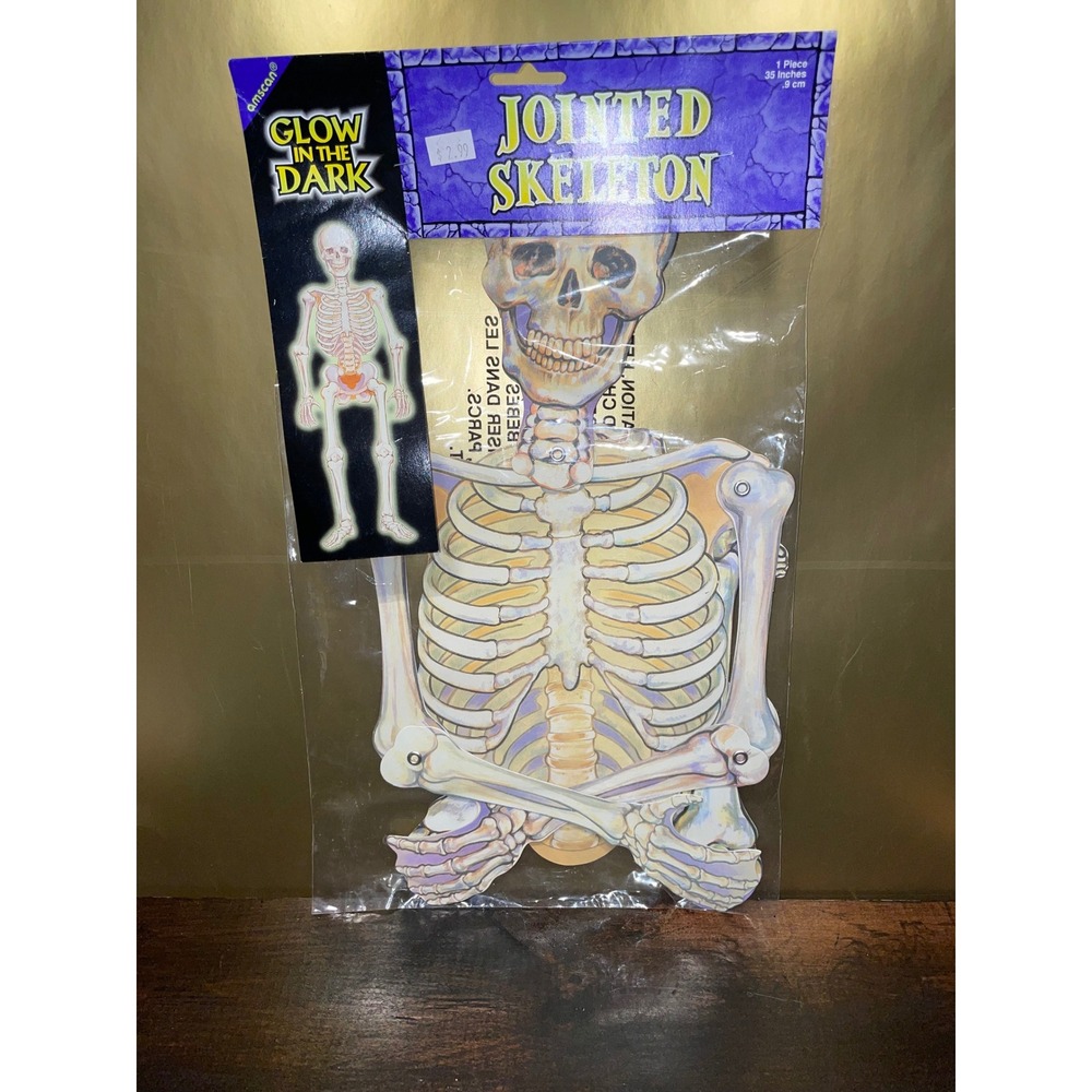 Amscan Glow in the Dark Jointed Skeleton Halloween‎ Decoration 35 Inches